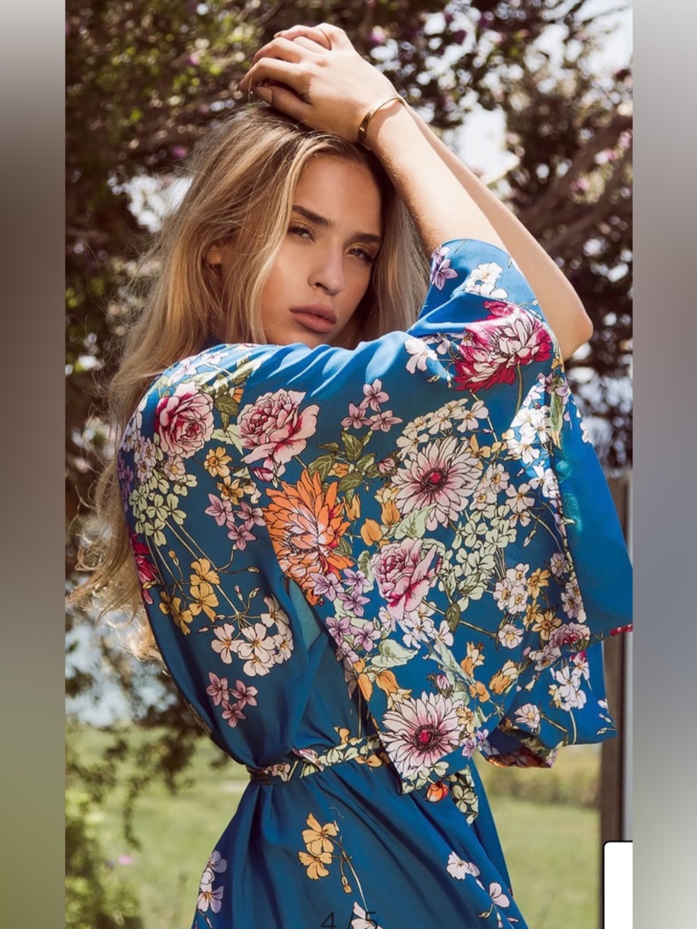 In Bloom by Jonquil Floral Kimono Robe size M/L - Picture 3 of 5